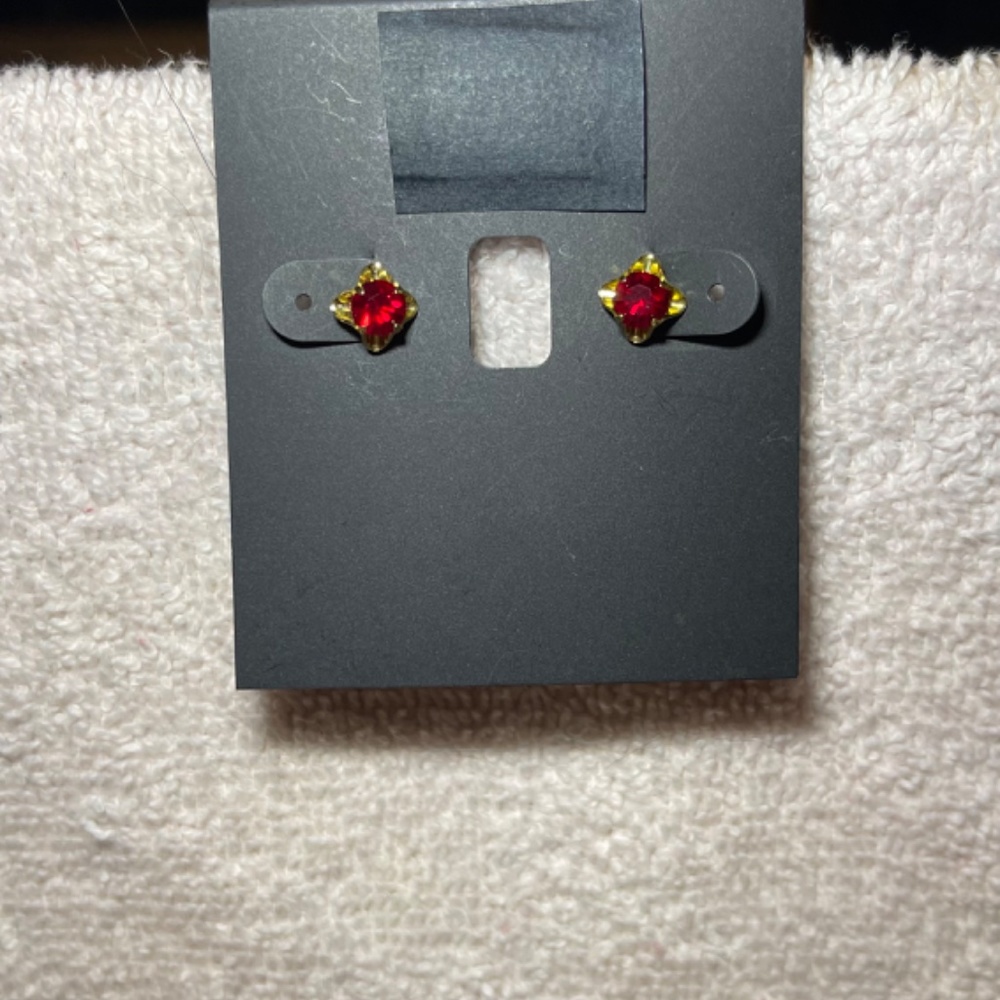 Lab created ruby studs - Picture 2 of 2